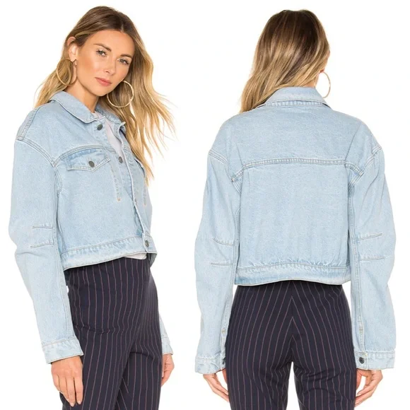 GRLFRND Lacy Cropped Denim Jacket - Picture 2 of 15